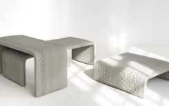 这些3d打印的混凝土长椅看起来像是编织而成的