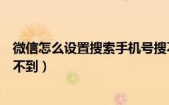 微信怎么设置搜索手机号搜不到（微信怎么设置手机号搜索不到）