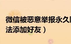 微信被恶意举报永久限制（微信被恶意举报无法添加好友）