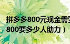 拼多多800元现金需要多少人助力（拼多多领800要多少人助力）