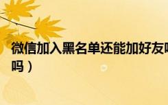 微信加入黑名单还能加好友吗（微信加入黑名单,还可以再加吗）