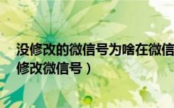 没修改的微信号为啥在微信找不到（安卓微信v6.5.24怎么修改微信号）