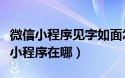 微信小程序见字如面怎么使用（微信见字如面小程序在哪）