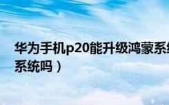 华为手机p20能升级鸿蒙系统吗（华为p20可以升级为鸿蒙系统吗）