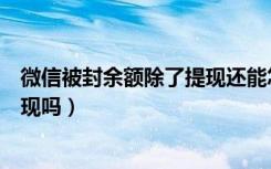 微信被封余额除了提现还能怎么弄（微信被封后余额还能提现吗）