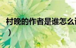 村晚的作者是谁怎么读（《村晚》的作者是谁）