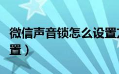 微信声音锁怎么设置方法（微信声音锁怎么设置）