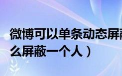 微博可以单条动态屏蔽某个人吗（单条微博怎么屏蔽一个人）