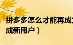 拼多多怎么才能再成为新用户（拼多多怎么变成新用户）