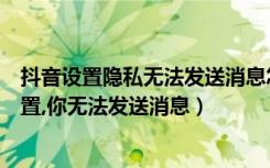 抖音设置隐私无法发送消息怎么办（抖音由于对方的隐私设置,你无法发送消息）