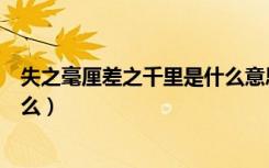 失之毫厘差之千里是什么意思（失之毫厘差之千里意思是什么）