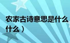 农家古诗意思是什么（古诗《农家》的原文是什么）