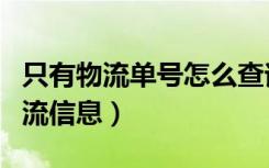 只有物流单号怎么查询物流（物流怎么查询物流信息）