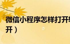 微信小程序怎样打开较快（微信小程序怎样打开）