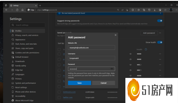 手动添加第三方网站密码功能也可以在微软 Edge Canary 中使用