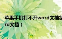 苹果手机打不开word文档怎么回事（苹果手机无法查看word文档）