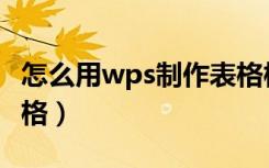 怎么用wps制作表格模板（怎么用wps制作表格）