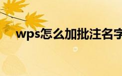 wps怎么加批注名字（wps怎么加批注）