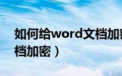 如何给word文档加密拼音（如何给word文档加密）