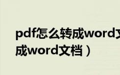 pdf怎么转成word文档不变形（pdf怎么转成word文档）