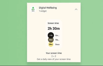 谷歌正式推出数字健康屏幕时间小部件
