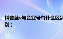 抖音蓝v与企业号有什么区别（抖音企业号和蓝v号有什么区别）