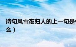 诗句风雪夜归人的上一句是什么（风雪夜归人的上一句是什么）