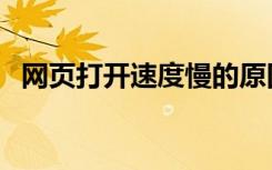 网页打开速度慢的原因（网页打开速度慢）