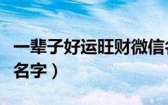 一辈子好运旺财微信名（聚财带好运气的微信名字）