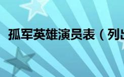 孤军英雄演员表（列出如下14名演员名单）