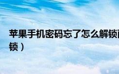 苹果手机密码忘了怎么解锁面部（苹果手机密码忘了怎么解锁）