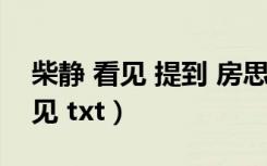 柴静 看见 提到 房思琪的初恋乐园（柴静 看见 txt）
