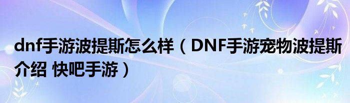 dnf宠物波提斯图片