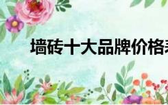 墙砖十大品牌价格表（墙砖十大品牌）