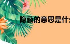 隐蔽的意思是什么（隐蔽的意思）