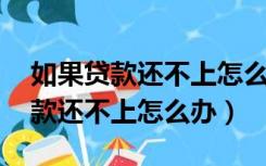 如果贷款还不上怎么办,会不会坐牢（如果贷款还不上怎么办）