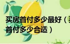 买房首付多少最好（买房首付一般是多少买房首付多少合适）