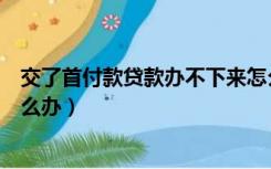交了首付款贷款办不下来怎么办（首付交了贷款办不下来怎么办）