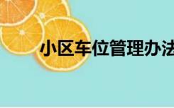 小区车位管理办法新规（小区车位）