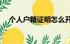 个人户籍证明怎么开（户籍证明怎么开）