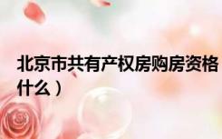 北京市共有产权房购房资格（北京共有产权房购房的资格是什么）