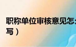 职称单位审核意见怎么写（单位审核意见怎么写）