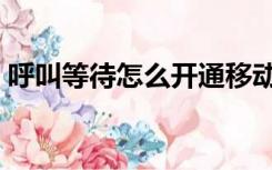 呼叫等待怎么开通移动（呼叫等待怎么开通）