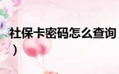 社保卡密码怎么查询（社保卡查询密码是什么）