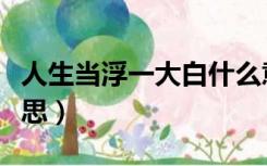 人生当浮一大白什么意思（当浮一大白什么意思）