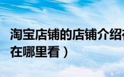 淘宝店铺的店铺介绍在哪里看（淘宝店铺介绍在哪里看）