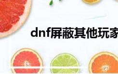 dnf屏蔽其他玩家特效（dnf屏蔽）