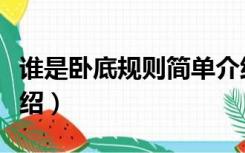 谁是卧底规则简单介绍（谁是卧底游戏规则介绍）