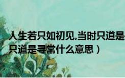 人生若只如初见,当时只道是寻常意思（人生若只如初见当时只道是寻常什么意思）