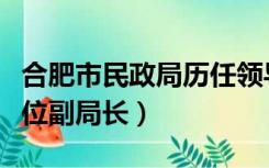 合肥市民政局历任领导（合肥市民政局有哪几位副局长）